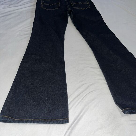 Deadstock Y2K LEI Low Waist Junior Sz 14 Multi Color Spray Painted Jeans Flare - Picture 15 of 16